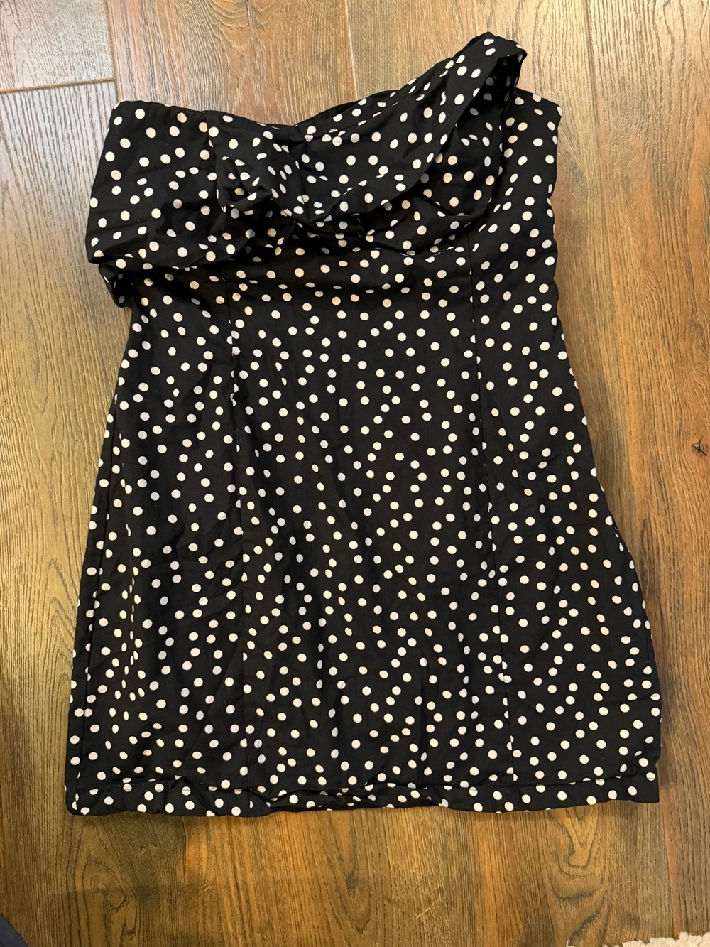 Zara Black and White Polka Dot Strapless Mini Cocktail Dress